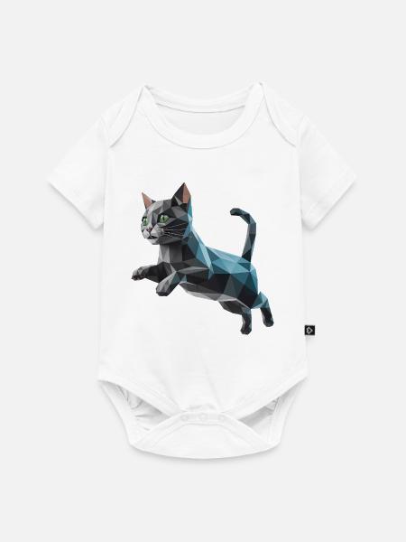 Kätzchen - Cooles Low-Poly-Logo - Baby Premium Kurzarmbody - Weiß