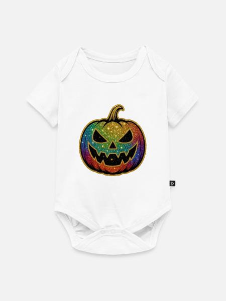 Regenbogen Glitzer Kürbis - Baby Premium Kurzarmbody - Weiß
