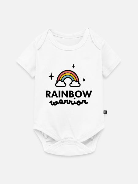 Regenbogen-Krieger-Logo - Baby Premium Kurzarmbody - Weiß