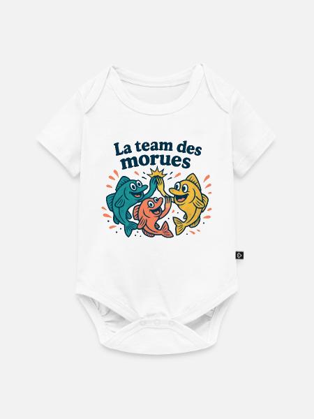 Farbiges Kabeljau-Team - Baby Premium Kurzarmbody - Weiß