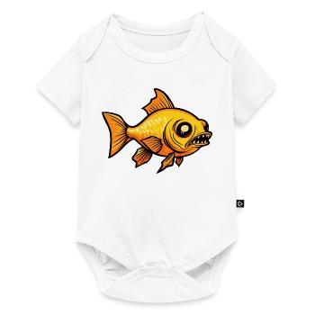 Poisson rouge Halloween Bande dessinée Zombie - Body à manches courtes Premium Bébé - blanc - Devant