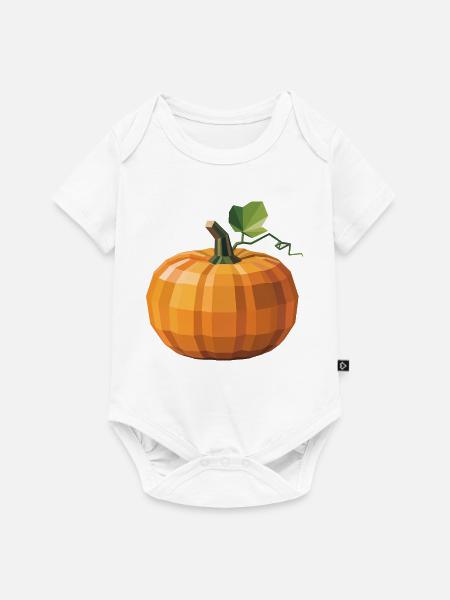 Kürbis - Cooles Low Poly Logo - Baby Premium Kurzarmbody - Weiß