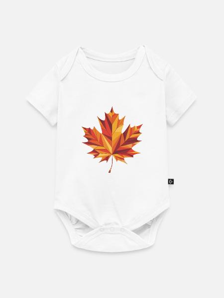 Herbstblatt - Cooles Low-Poly-Logo - Baby Premium Kurzarmbody - Weiß