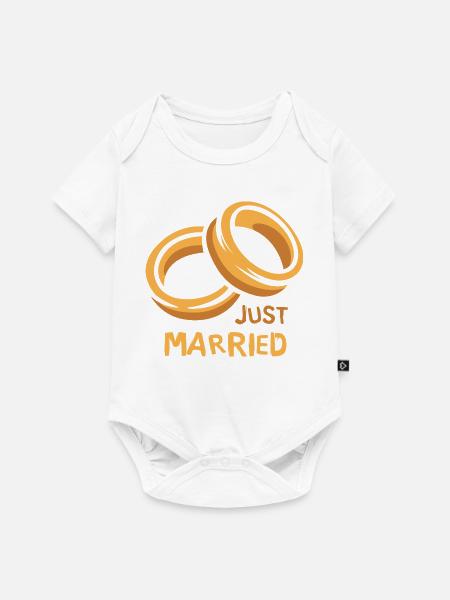 Just Married Ringe Hochzeit Liebe - Baby Premium Kurzarmbody - Weiß