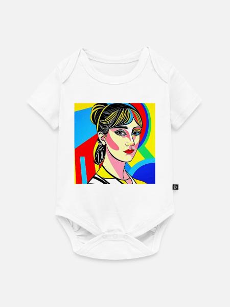 Buntes Pop-Porträt - Baby Premium Kurzarmbody - Weiß