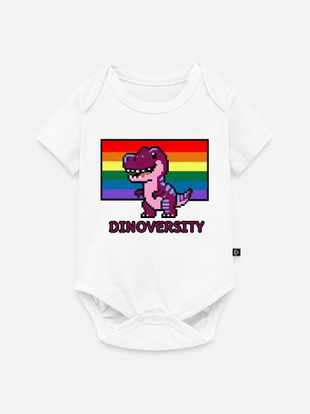 DinoVERSITY - Pixel Art Dinosaurier Pride! 🌈🦖 - Baby Premium Kurzarmbody - Weiß