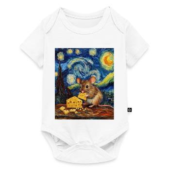 Souris mange du fromage Nuit étoilée à la Van Gogh - Body à manches courtes Premium Bébé - blanc - Devant