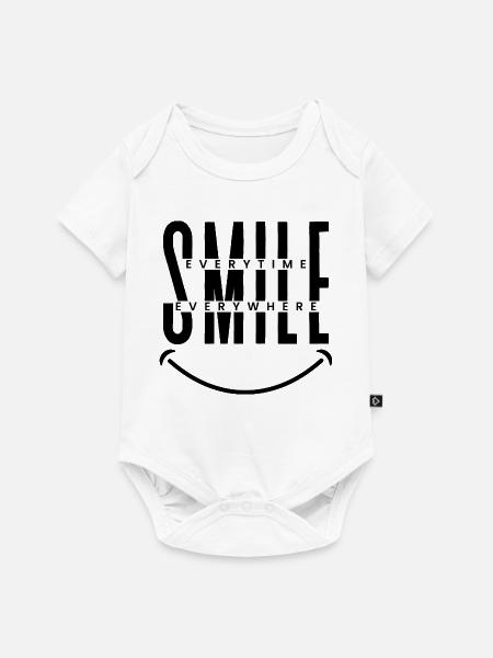 Smile Everytime, Everywhere - Baby Premium Kurzarmbody - Weiß