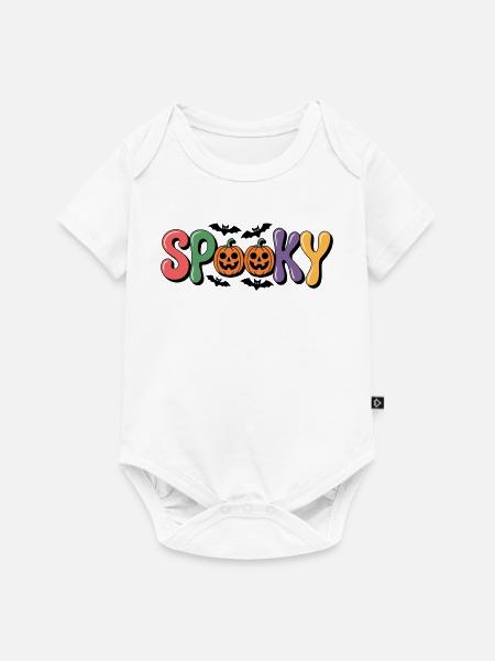 Spooky Halloween Kürbis bunte Schrift - Baby Premium Kurzarmbody - Weiß
