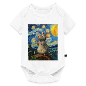Souris mange du fromage Nuit étoilée à la Van Gogh - Body à manches courtes Premium Bébé - blanc - Devant