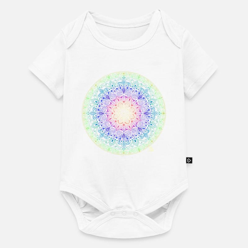 Fusion de mandala arc-en-ciel - Body à manches courtes Premium Bébé - blanc