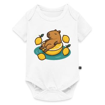 Chilling Capybara on Lemon Cartoon - Baby Premium short-sleeve bodysuit - white - Front