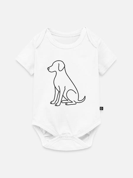 Sitzender Hund Skizze – Tiermotiv - Baby Premium Kurzarmbody - Weiß