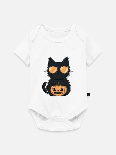 Katze Halloween Kater - Baby Premium Kurzarmbody - Weiß