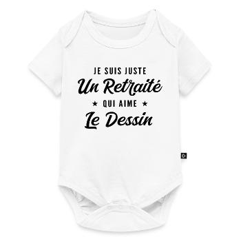 Retraité Dessinateur Humour Cadeau Retraite - Body à manches courtes Premium Bébé - blanc - Devant