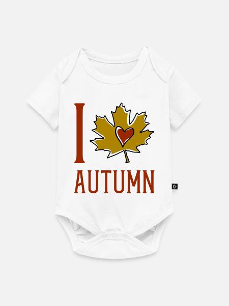 Herbstblatt Herzmotiv - Baby Premium Kurzarmbody - Weiß