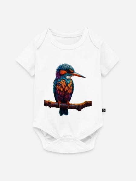 Bunter Eisvogel auf Ast - Baby Premium Kurzarmbody - Weiß