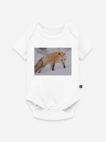 Schnee-Fuchs Pixelkunst - Baby Premium Kurzarmbody - Weiß