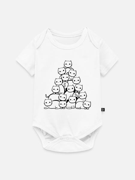 Katzen Weihnachtsbaum - Baby Premium Kurzarmbody - Weiß