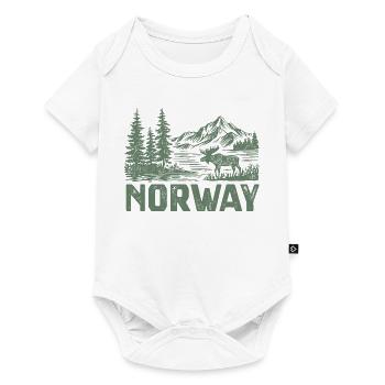 Paysage forestier norvégien avec orignal - Body à manches courtes Premium Bébé - blanc - Devant