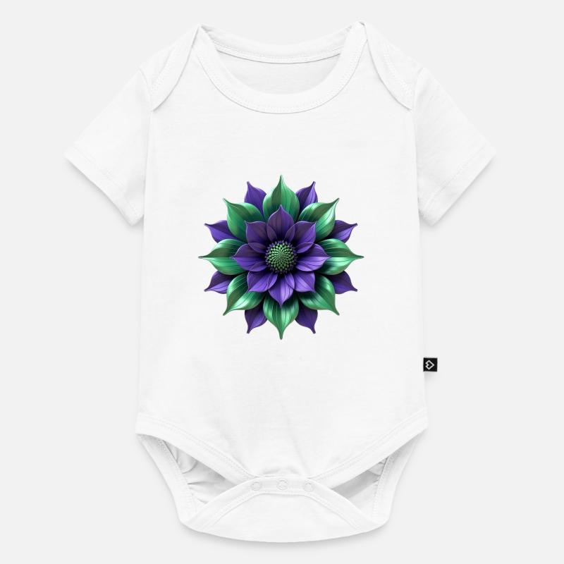 Fleur vert pourpre - Body à manches courtes Premium Bébé - blanc