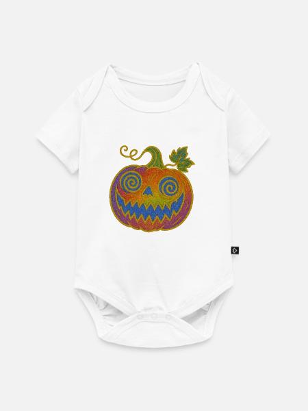 Psychedelischer Halloween Kürbis - Baby Premium Kurzarmbody - Weiß