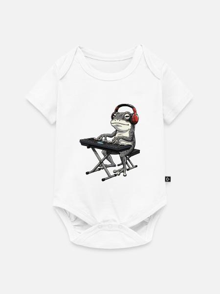 Frosch mit Keyboard und Kopfhörern - Baby Premium Kurzarmbody - Weiß