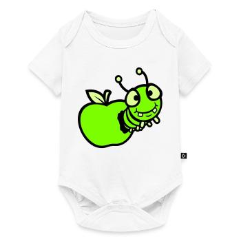 Chenille peeps trou de pomme bande dessinée drôle mignon mignon mignon - Body à manches courtes Premium Bébé - blanc - Devant