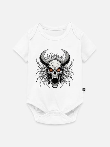 Teufelsschädel mit Hörnern - Baby Premium Kurzarmbody - Weiß