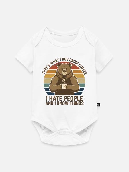 Bär Kaffee Rebell Retro - Baby Premium Kurzarmbody - Weiß