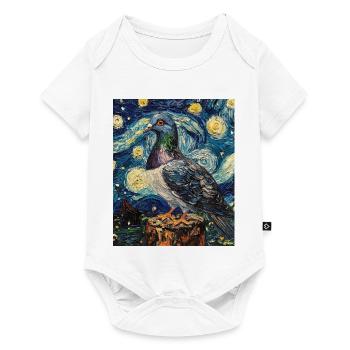 Colombe Oiseau Van Gogh Style Nuit étoilée - Body à manches courtes Premium Bébé - blanc - Devant