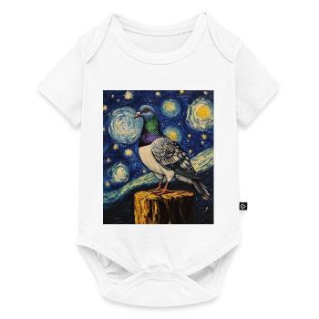 Colombe Oiseau Van Gogh Style Nuit étoilée - Body à manches courtes Premium Bébé - blanc - Devant