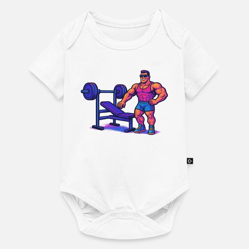 Bodybuilder Gym Comic - Baby Premium Kurzarmbody - Weiß