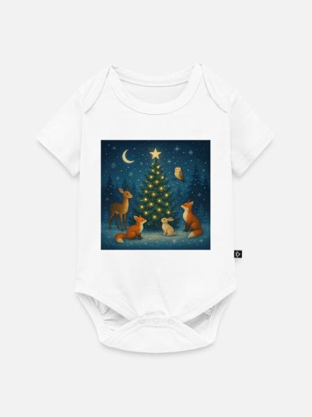 Winterwald Tierkreis am Baum - Baby Premium Kurzarmbody - Weiß