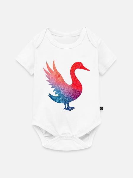 Buntes Flamingo-Blumenmuster - Baby Premium Kurzarmbody - Weiß