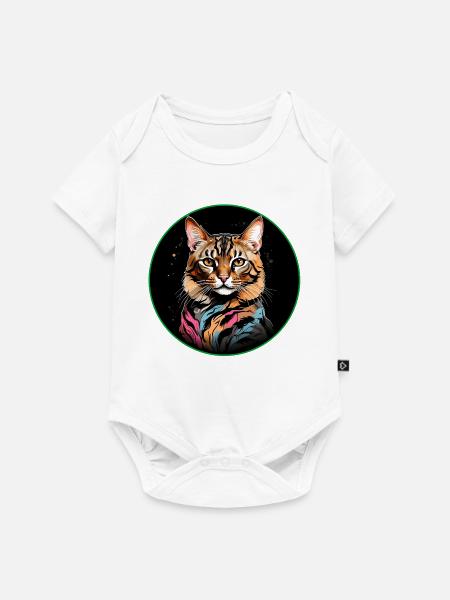 Bengalkatze mit Schal - Baby Premium Kurzarmbody - Weiß