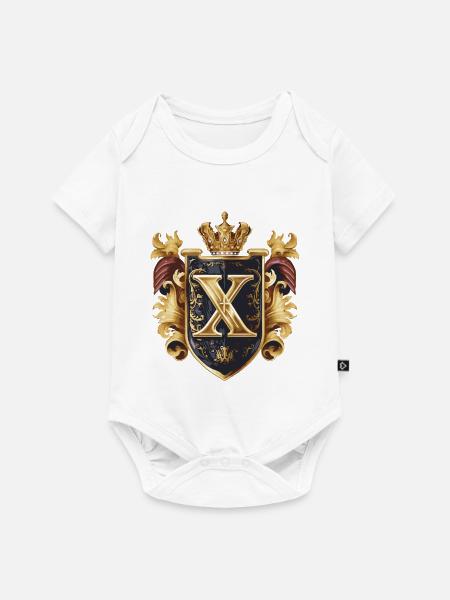 X Buchstabe Name Krone - Baby Premium Kurzarmbody - Weiß
