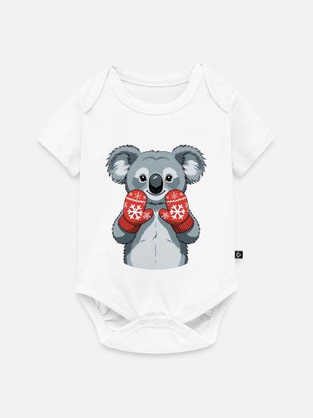 Winterkoala mit roten Handschuhen - Baby Premium Kurzarmbody - Weiß