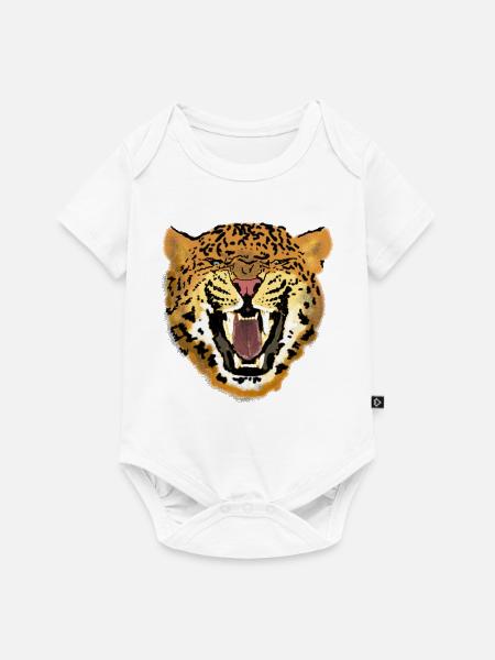 Leopardengesicht Brüllendes Kunstdesign - Baby Premium Kurzarmbody - Weiß