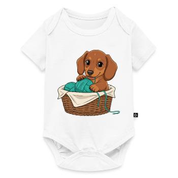 Dachshund puppy in basket - Baby Premium short-sleeve bodysuit - white - Front