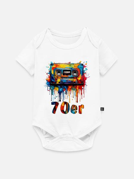 MUSIKKASETTE 70er - Baby Premium Kurzarmbody - Weiß