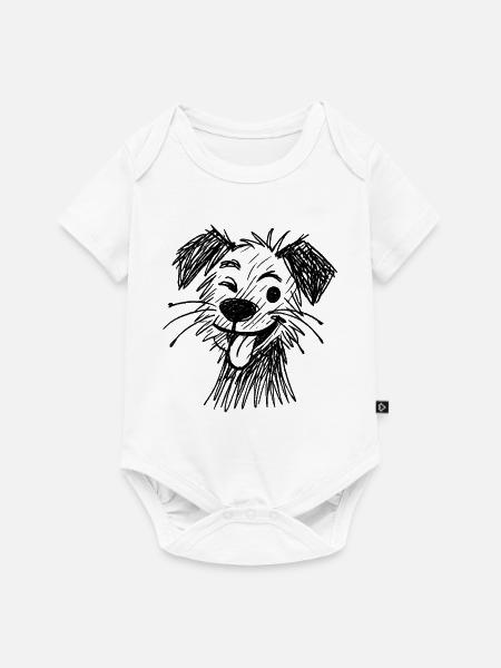 Skizze Hundeporträt lächelnd - Baby Premium Kurzarmbody - Weiß