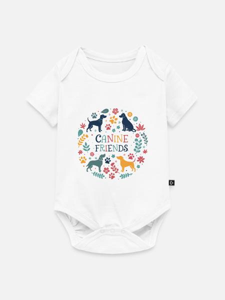 Hundefreunde in bunter Krone - Baby Premium Kurzarmbody - Weiß