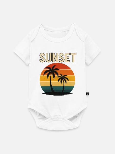 Sunset Palm Retro Glow - Baby Premium Kurzarmbody - Weiß