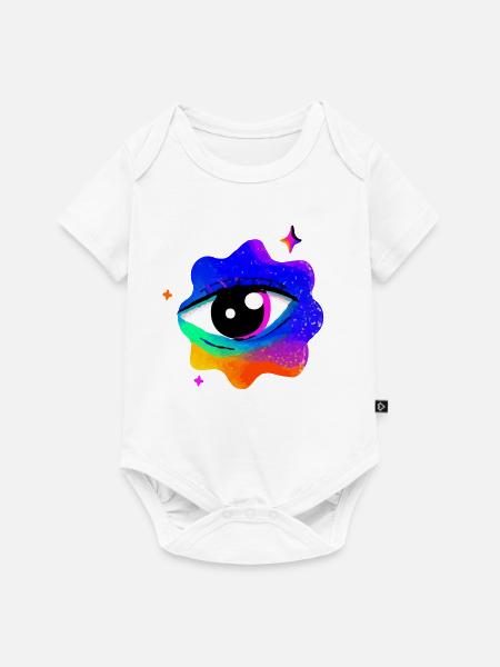 Lebhafter Regenbogen-Augennebel - Baby Premium Kurzarmbody - Weiß