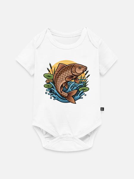Karpfen Angeln Fischen - Baby Premium Kurzarmbody - Weiß