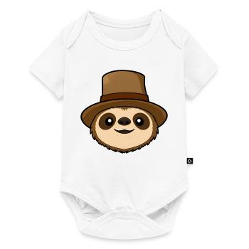 Hat-wearing sloth cartoon - Baby Premium short-sleeve bodysuit - white - Front
