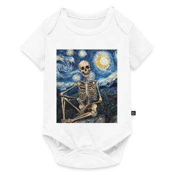 Skeleton Halloween Van Gogh Style Starry Night - Baby Premium short-sleeve bodysuit - white - Front