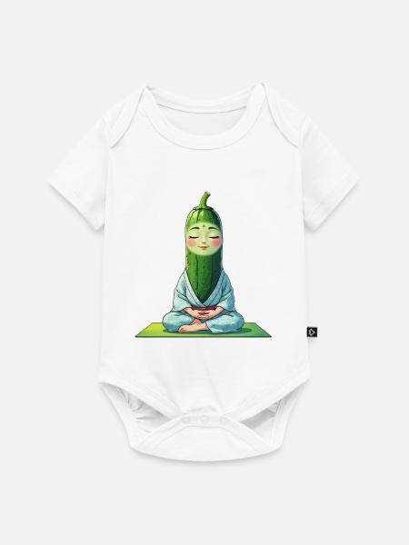 Gurkenkopf Meditationsfigur Kimono - Baby Premium Kurzarmbody - Weiß