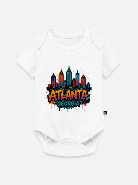 Atlanta Skyline Graffiti - Baby Premium Kurzarmbody - Weiß